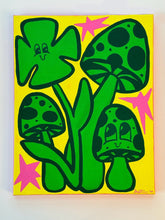 Load image into Gallery viewer, Green Spotted Mushrooms Painting - Fundraiser for Greater Goods Charities - Original Paint 11 x 14 inches
