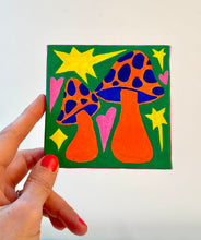 Load image into Gallery viewer, Orange Mushrooms Painting - Fundraiser for Greater Goods Charities - Original Mini Painting with Easel