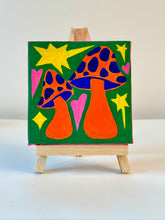 Load image into Gallery viewer, Orange Mushrooms Painting - Fundraiser for Greater Goods Charities - Original Mini Painting with Easel