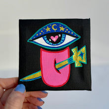 Load image into Gallery viewer, See No Evil Speak No Evil - Cuban Evil Eye & Tongue Painting - Original Mini Painting with Easel
