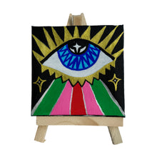 Load image into Gallery viewer, Colorful Visions Evil Eye Painting - Original Mini Painting with Easel