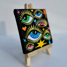 Load image into Gallery viewer, Looking Out For You Evil Eye Protection Painting - Original Mini Painting with Easel