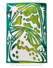 Load image into Gallery viewer, Mushroom Magick Linocut Print - Fundraiser for Doctors Without Borders - Original Prints