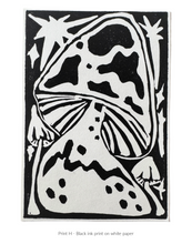 Load image into Gallery viewer, Mushroom Magick Linocut Print - Fundraiser for Doctors Without Borders - Original Prints