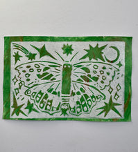Load image into Gallery viewer, Moonlit Moth Linocut Print - Original Prints