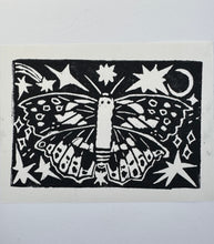 Load image into Gallery viewer, Moonlit Moth Linocut Print - Original Prints