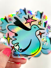 Load image into Gallery viewer, NEW Rainbow Holo Blue Bird vinyl sticker

