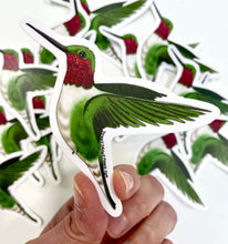 Load image into Gallery viewer, Ruby Throated Hummingbird Sticker - Bird Nerd Stickers