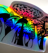 Load image into Gallery viewer, Rainbow Holographic Mushrooms Hippie Psychedelic Sticker
