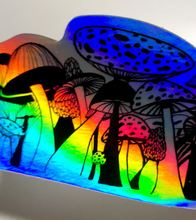 Load image into Gallery viewer, Rainbow Holographic Mushrooms Hippie Psychedelic Sticker