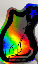Load image into Gallery viewer, Rainbow Holographic Cat Psychedelic Vinyl Sticker