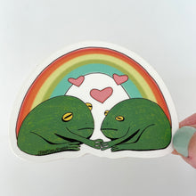 Load image into Gallery viewer, Grumpy Frogs in Love Rainbow Vinyl Sticker Pride