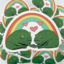 Load image into Gallery viewer, Grumpy Frogs in Love Rainbow Vinyl Sticker Pride