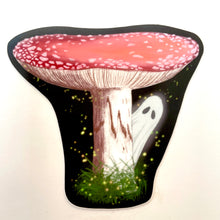 Load image into Gallery viewer, Haunted Mushroom Amanita Muscaria Fly Agaric Ghost Vinyl Sticker
