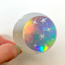 Load image into Gallery viewer, Rainbow Holo Moon &amp; Stars Vinyl Sticker
