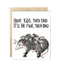 Load image into Gallery viewer, Possum Sticker Funny Possum with babies Vinyl Sticker