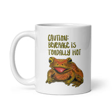 Load image into Gallery viewer, Caution: Beverage is Toadally Hot - frog and toad lover&#39;s mug
