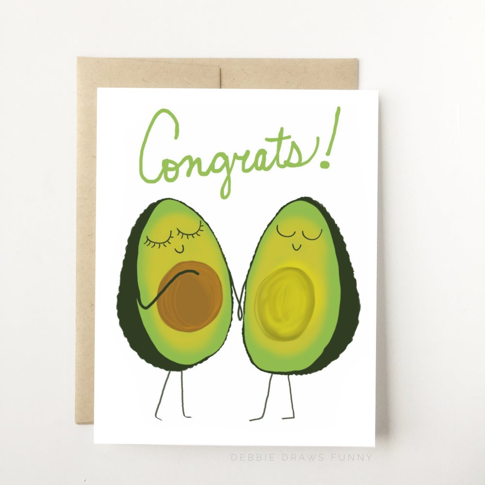 Congrats! Avocado Baby Card - New Baby / Pregnancy Congratulations Card