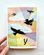 Load image into Gallery viewer, Crows at Sunset Mini Art Print - 5 x 7 print
