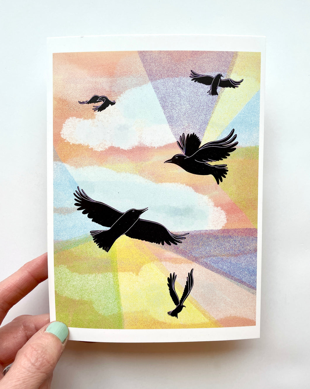 Crows at Sunset Mini Art Print - 5 x 7 print
