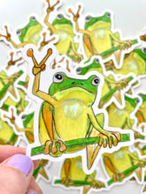 Load image into Gallery viewer, Peace Frog Sticker - Water Bottle Sticker Laptop Sticker