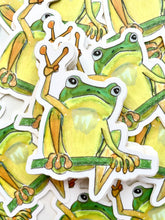 Load image into Gallery viewer, Peace Frog Sticker - Water Bottle Sticker Laptop Sticker
