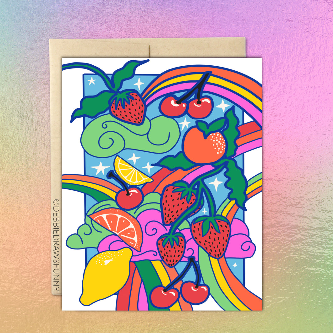 Rainbow Tutti Frutti Art Card, Love & Friendship Card, Pride Card
