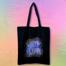 Load image into Gallery viewer, Witchy Woman Black Cotton Tote Bag