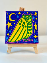 Load image into Gallery viewer, Night Owl Painting - Fundraiser for Greater Goods Charities - Original Mini Painting with Easel
