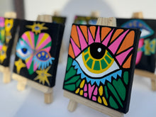 Load image into Gallery viewer, Looking Out For You Evil Eye Protection Painting - Original Mini Painting with Easel
