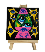 Load image into Gallery viewer, Evil Eyes Lava Lamp Painting - Original Mini Painting with Easel
