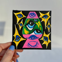 Load image into Gallery viewer, Evil Eyes Lava Lamp Painting - Original Mini Painting with Easel
