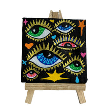 Load image into Gallery viewer, Looking Out For You Evil Eye Protection Painting - Original Mini Painting with Easel
