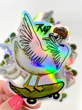 Load image into Gallery viewer, NEW He was a Skater Duck Rainbow Holo vinyl sticker

