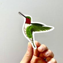 Load image into Gallery viewer, Ruby Throated Hummingbird Sticker - Bird Nerd Stickers
