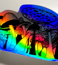 Load image into Gallery viewer, Rainbow Holographic Mushrooms Hippie Psychedelic Sticker
