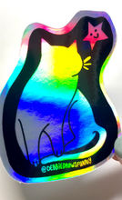 Load image into Gallery viewer, Rainbow Holographic Cat Psychedelic Vinyl Sticker
