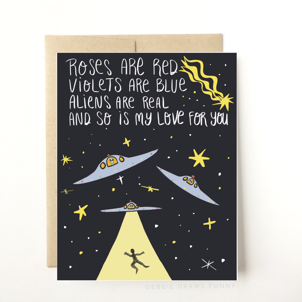 NEW! Aliens are Real Funny Anniversary Card Valentines Day Love Card