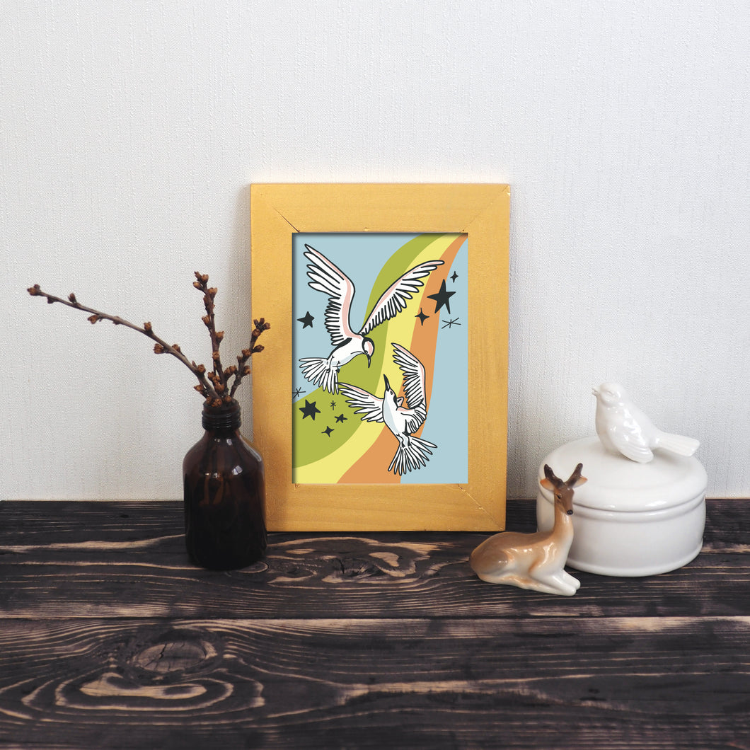 Bird Dance Mini Art Print - 5 x 7 print