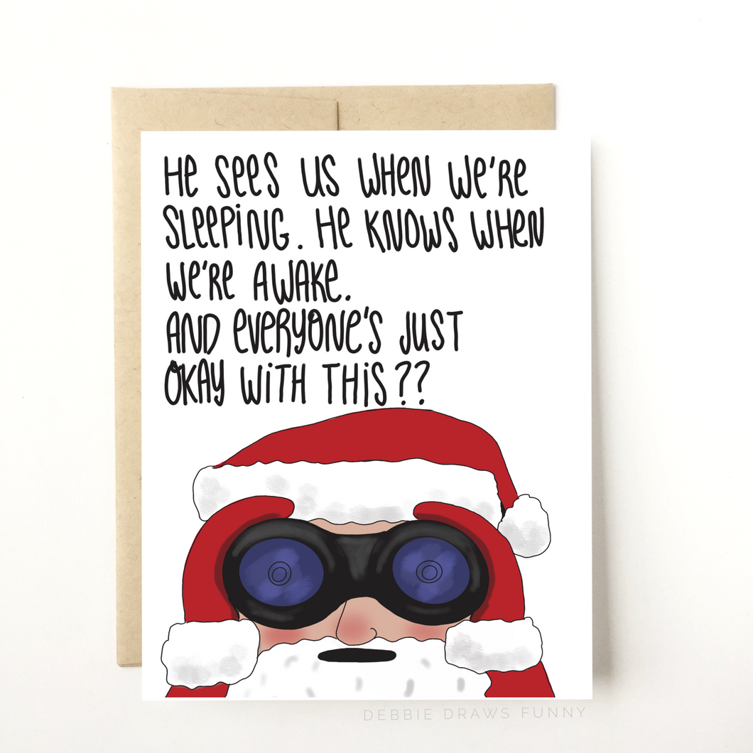 Creepy Stalker Santa - Funny Christmas Card