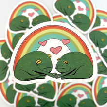 Load image into Gallery viewer, Grumpy Frogs in Love Rainbow Vinyl Sticker Pride
