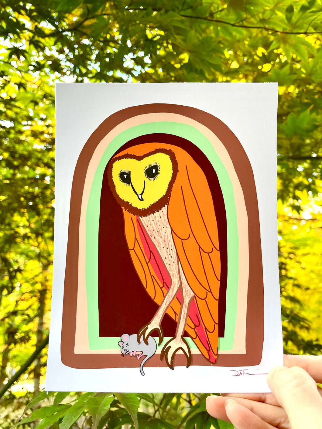 Barn Owl's Breakfast Mini Art Print - 5 x 7 print
