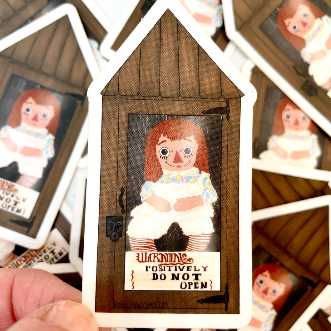 Conjuring the REAL Annabelle Paranormal Sticker Positively Do Not Open!