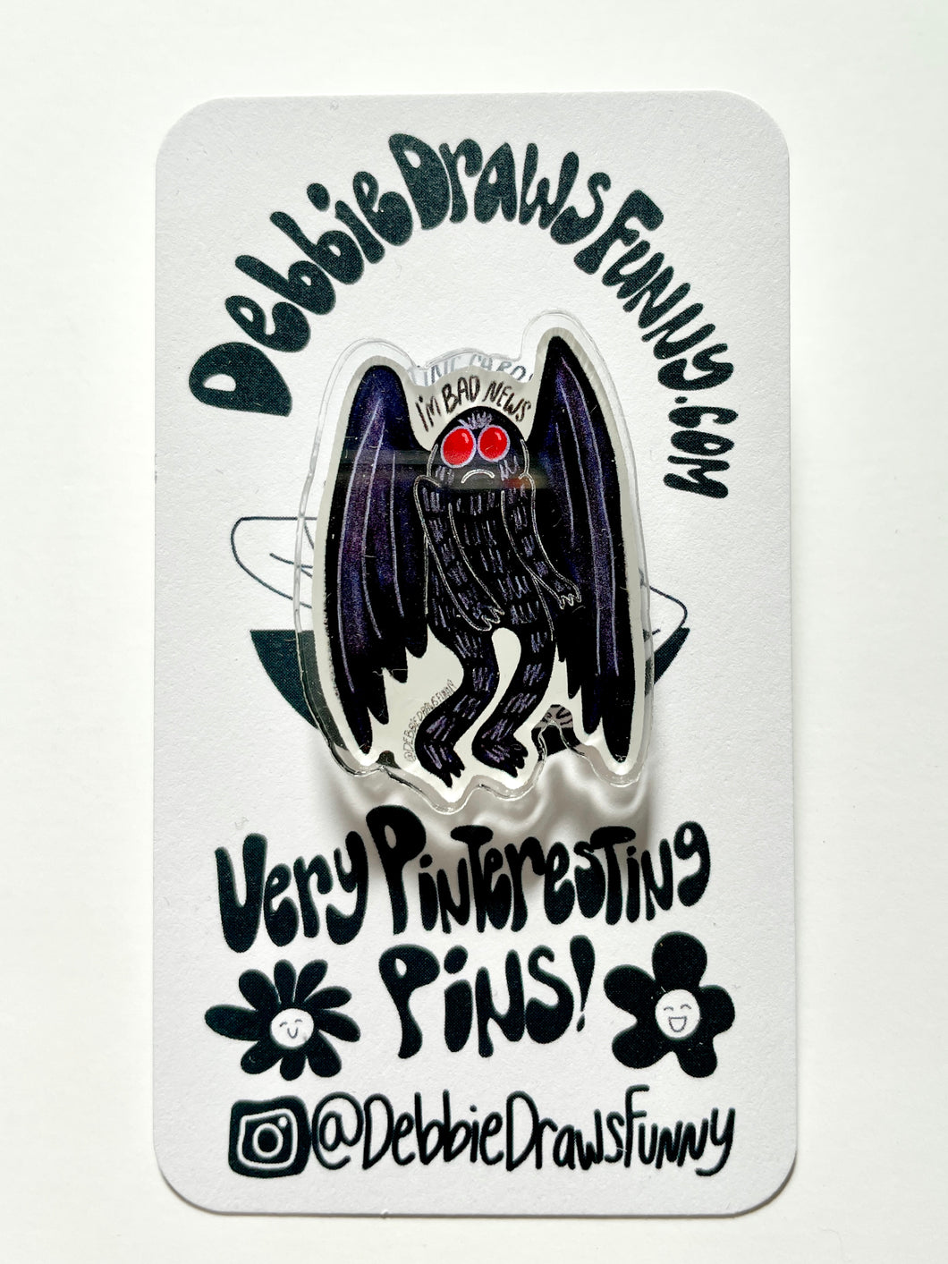 Mothman I'm Bad News Pin - Cryptid Pin - Witchy Accessories
