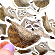 Load image into Gallery viewer, Raccoon Feeling Herself Sticker - Water Bottle Sticker Laptop Sticker
