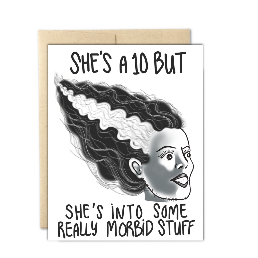 She's a 10 Bride of Frankenstein Love & Friendship Card, Everyday Card